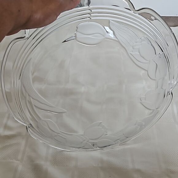 Clear Glass Floral Serving Tray 15"-15" - Picture 13 of 16